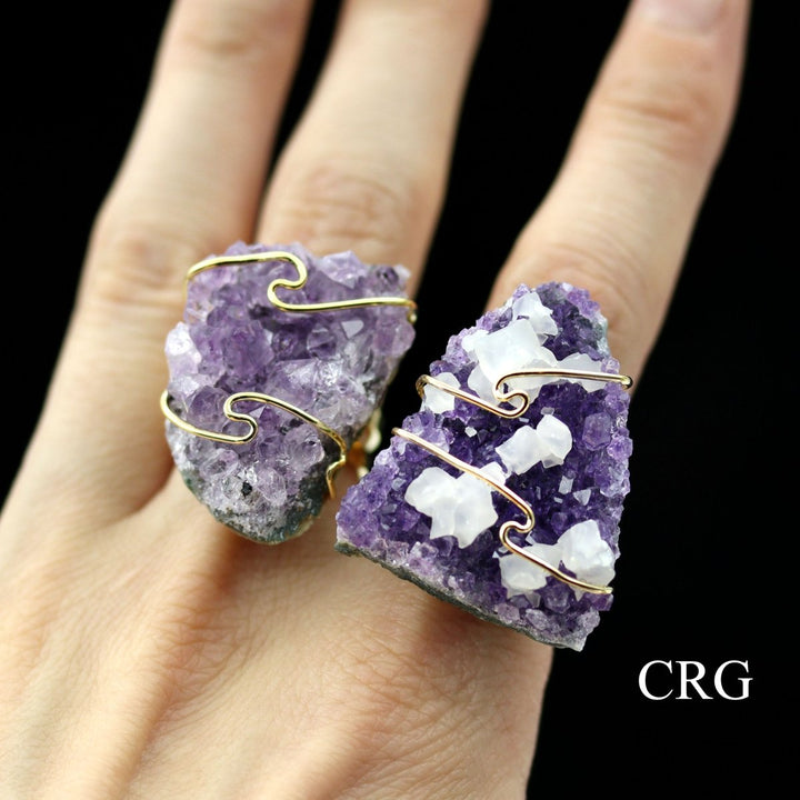 QTY 1 - Amethyst Druzy Ring / Gold Plated / ADJUSTABLECrystal River Gems