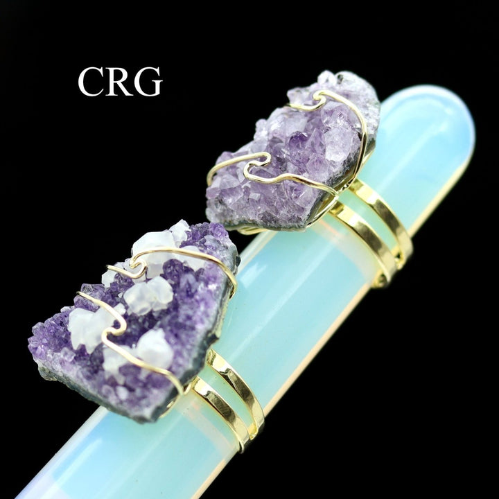 QTY 1 - Amethyst Druzy Ring / Gold Plated / ADJUSTABLECrystal River Gems