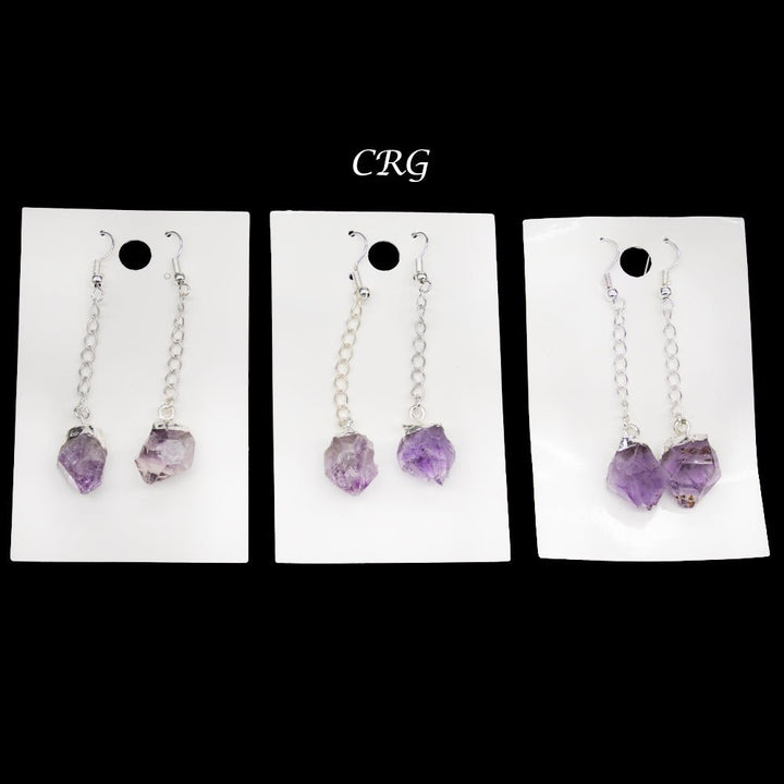 QTY 1 - Amethyst Point Earrings with Silver Plated Tops / 1 - 2" AVGCrystal River Gems