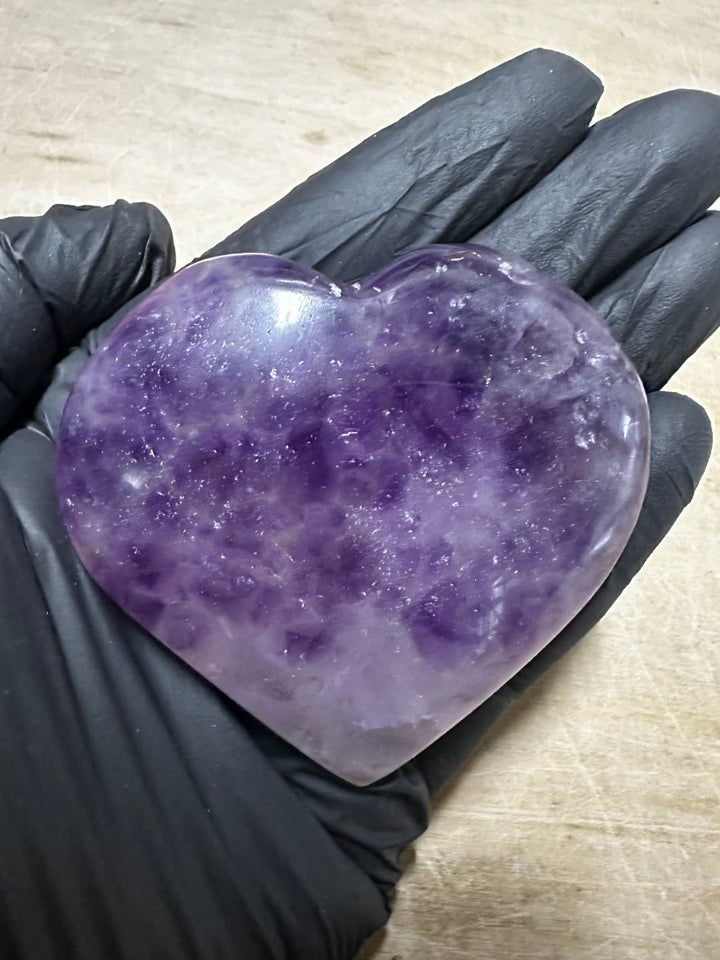 QTY 1 - Amethyst Puffy Heart / XL Palm SizeCrystal River Gems