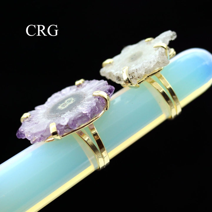QTY 1 - Amethyst Stalactite Ring / Gold Plated / ADJUSTABLECrystal River Gems