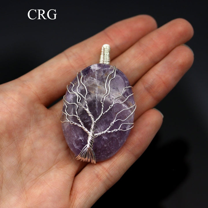 QTY 1 - Amethyst Wire Wrapped Tree of Life PendantCrystal River Gems