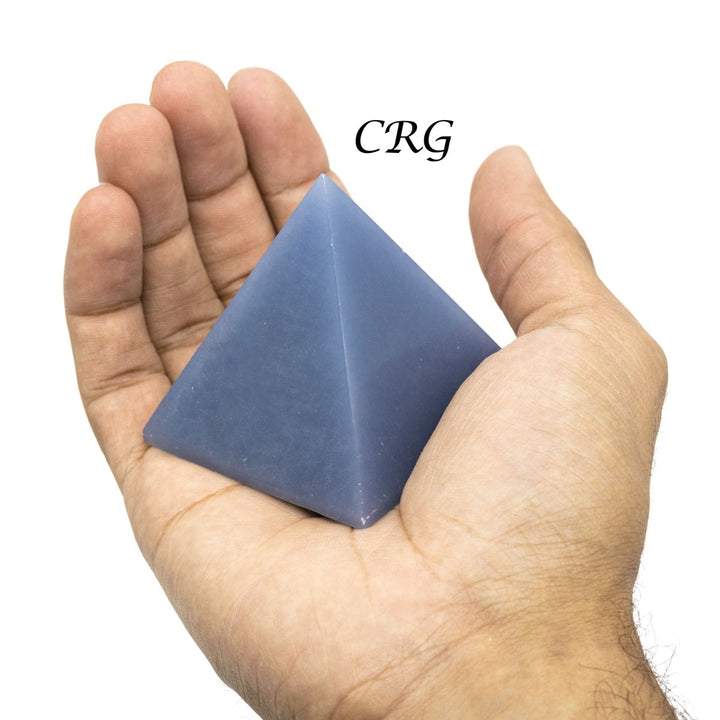QTY 1 - Angelite Pyramid / 60 - 70mm AVGCrystal River Gems