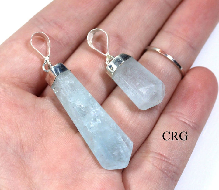 QTY 1 - Aquamarine Sterling Silver Pendant / 1" AvgCrystal River Gems