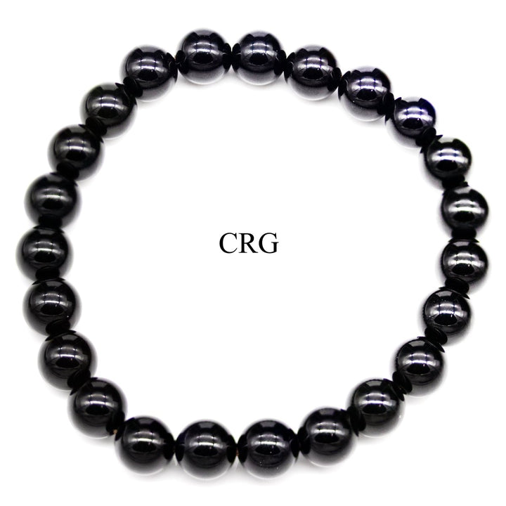 QTY 1 - Black Onyx Stretch Bracelet / 8 mm Round BeadsCrystal River Gems