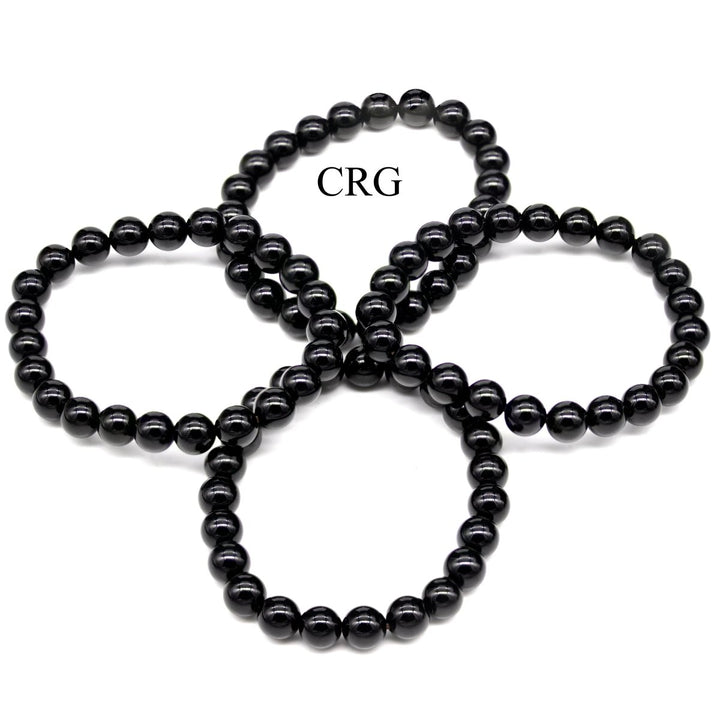QTY 1 - Black Onyx Stretch Bracelet / 8 mm Round BeadsCrystal River Gems