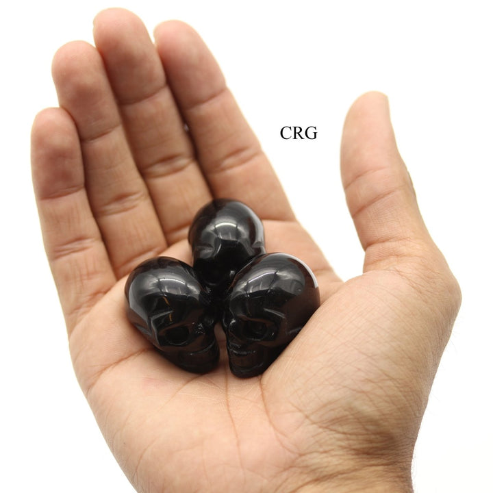 QTY 1 - Black Tourmaline Gemstone Skull / 1.5" AVGCrystal River Gems