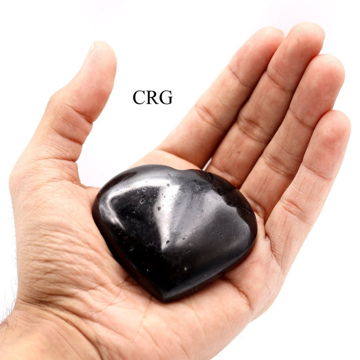 QTY 1 - Black Tourmaline Puffy Heart / 2 - 4" AVGCrystal River Gems