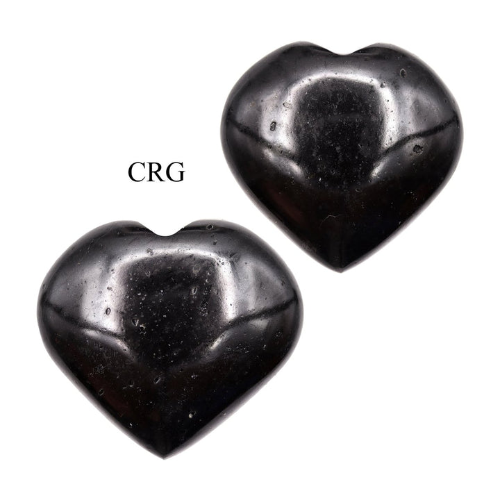 QTY 1 - Black Tourmaline Puffy Heart / 2 - 4" AVGCrystal River Gems
