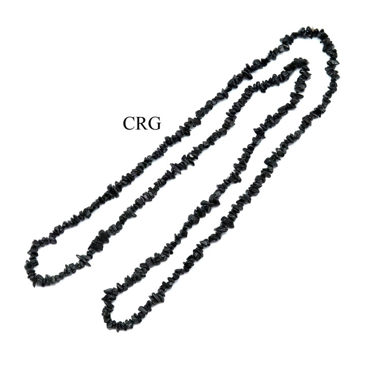 QTY 1 - Black Tourmaline Strand Chip Necklace / 32" AVGCrystal River Gems