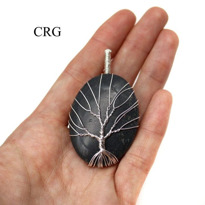 QTY 1 - Black Tourmaline Wire Wrapped Tree of Life PendantCrystal River Gems