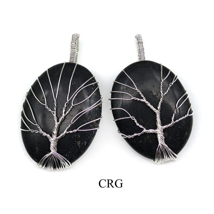QTY 1 - Black Tourmaline Wire Wrapped Tree of Life PendantCrystal River Gems