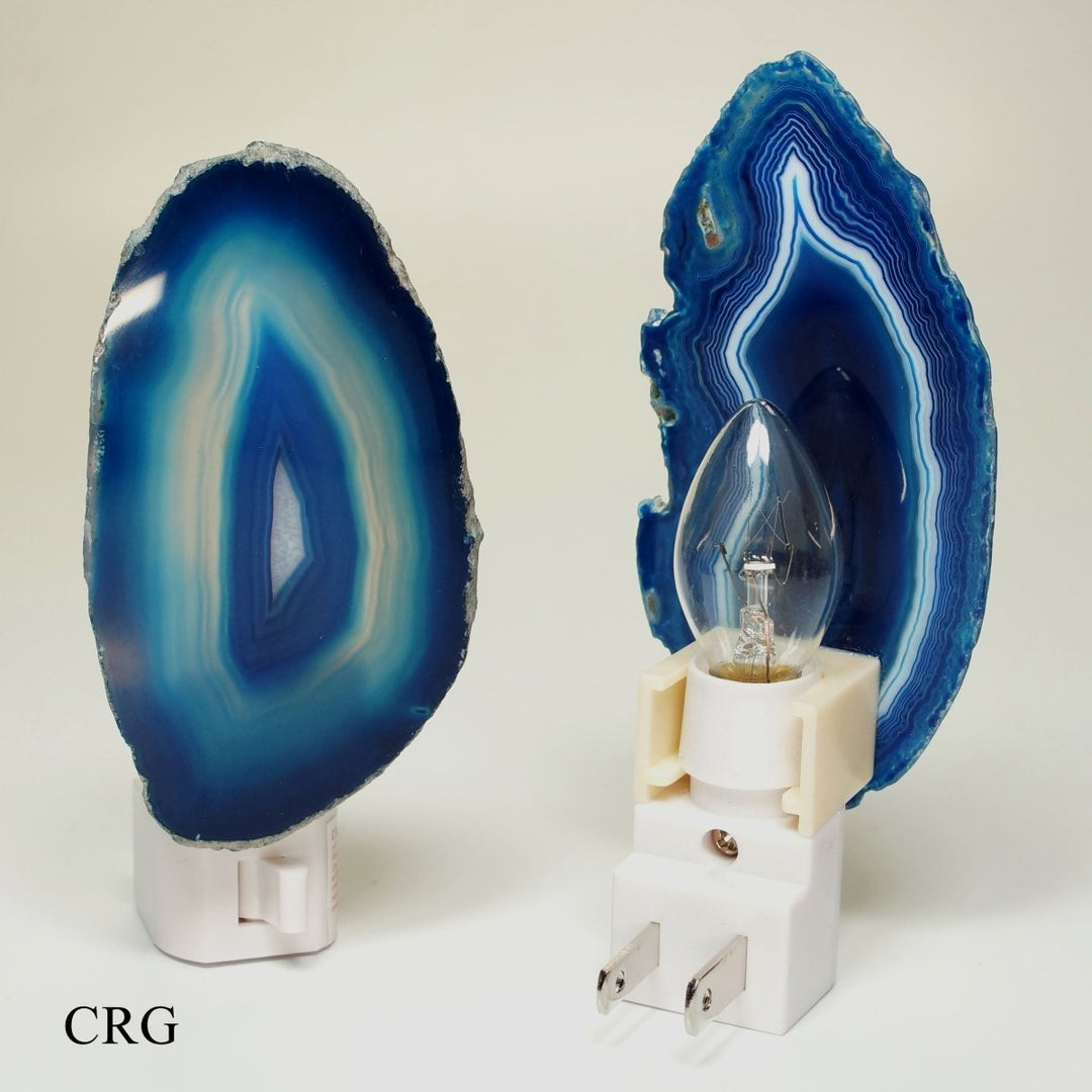QTY 1 - Blue Agate Nightlights Lamp with Bulb and SwitchCrystal River Gems