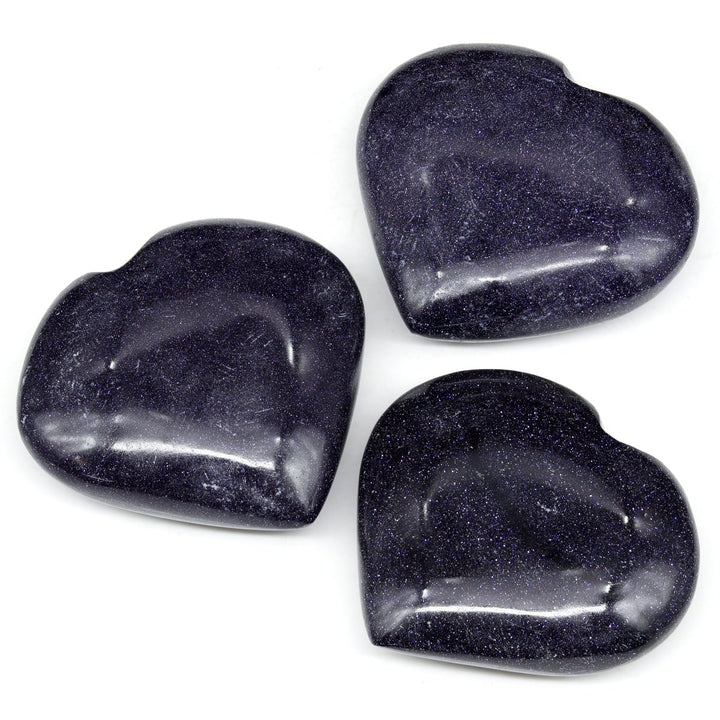 QTY 1 - Blue Goldstone Puffy Heart / 2 - 3" AVGCrystal River Gems