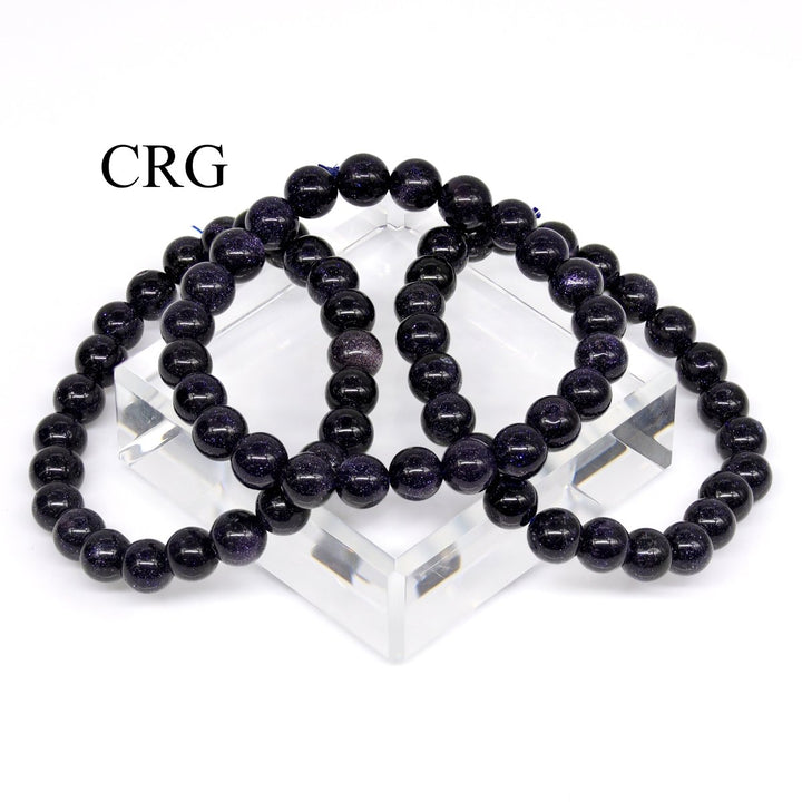 QTY 1 - Blue Goldstone Tumbled Bead Stretch Bracelet / 8mm AVGCrystal River Gems