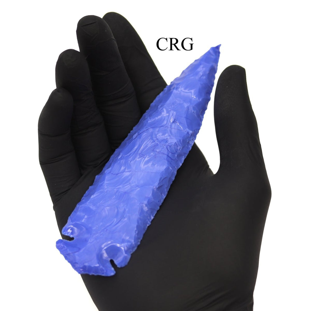 QTY 1 - Blue Obsidian-Like Crystal Arrowhead / 6" AVG