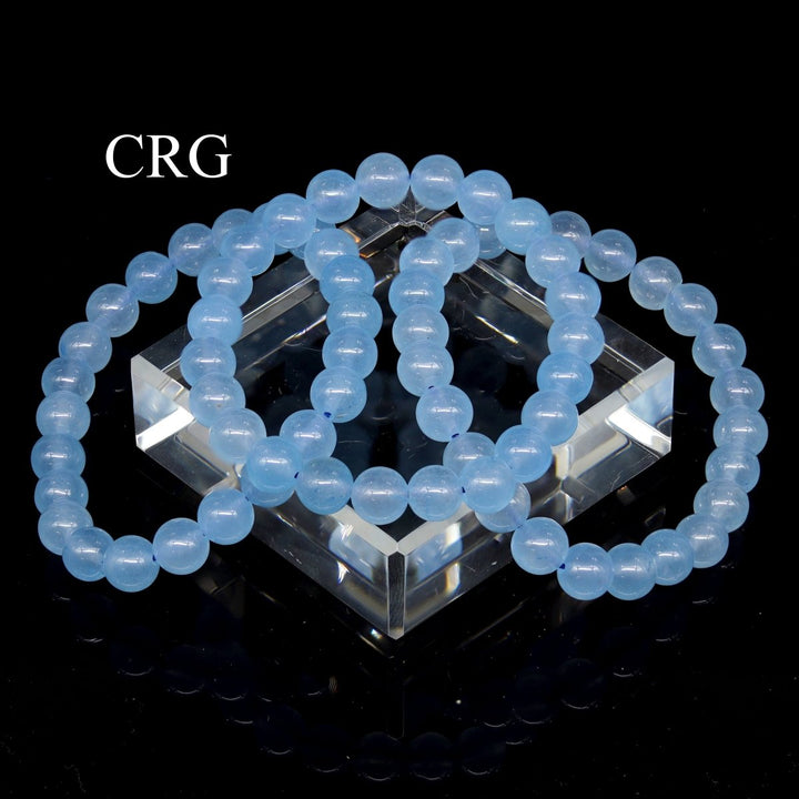 QTY 1 - Blue Opalite Tumbled Bead Stretch Bracelet / 8mm AVGCrystal River Gems