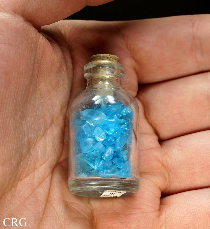 QTY 1 - Blue Topaz Chip Bottle / 1.5" AvgCrystal River Gems