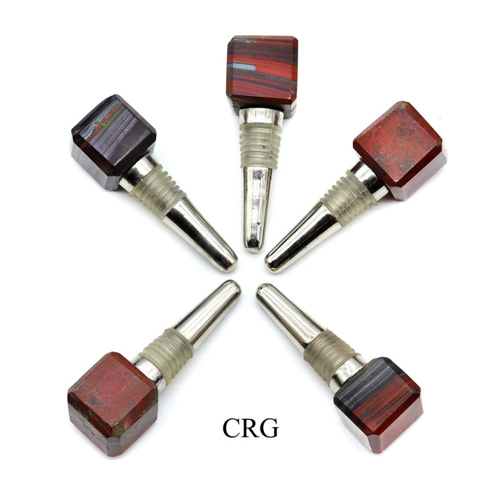 QTY 1 - Brecciated Jasper Gemstone Cube Bottle Stopper / 1" AVGCrystal River Gems