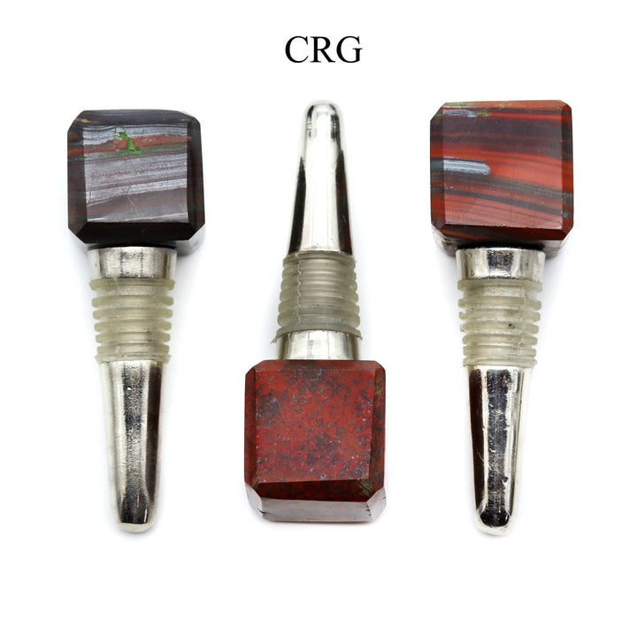 QTY 1 - Brecciated Jasper Gemstone Cube Bottle Stopper / 1" AVGCrystal River Gems