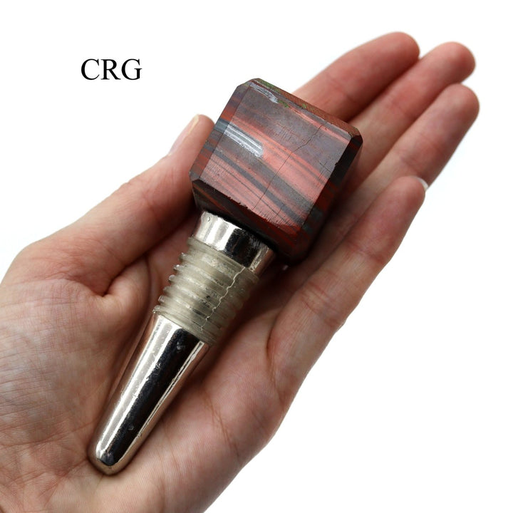 QTY 1 - Brecciated Jasper Gemstone Cube Bottle Stopper / 1" AVGCrystal River Gems