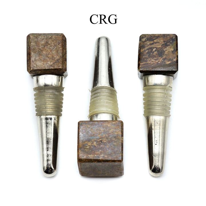 QTY 1 - Bronzite Gemstone Cube Bottle Stopper / 1" AVGCrystal River Gems