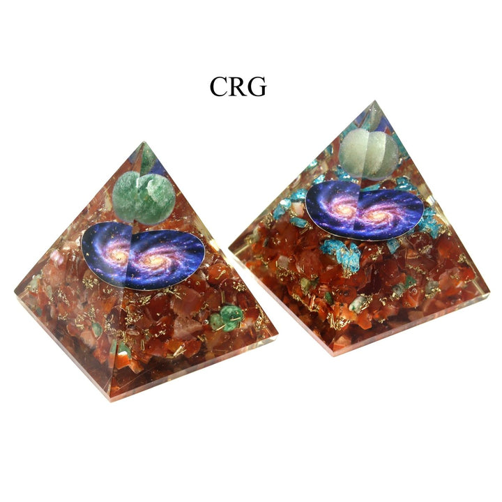QTY 1 - Carnelian Agate Orgonite Pyramid with Astronomy Inclusions / 3.5 - 4.5" AVGCrystal River Gems