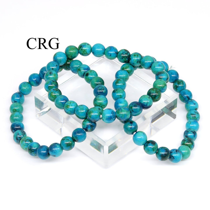QTY 1 - Chrysocolla - Like Tumbled Bead Stretch Bracelet / 8mm AVGCrystal River Gems