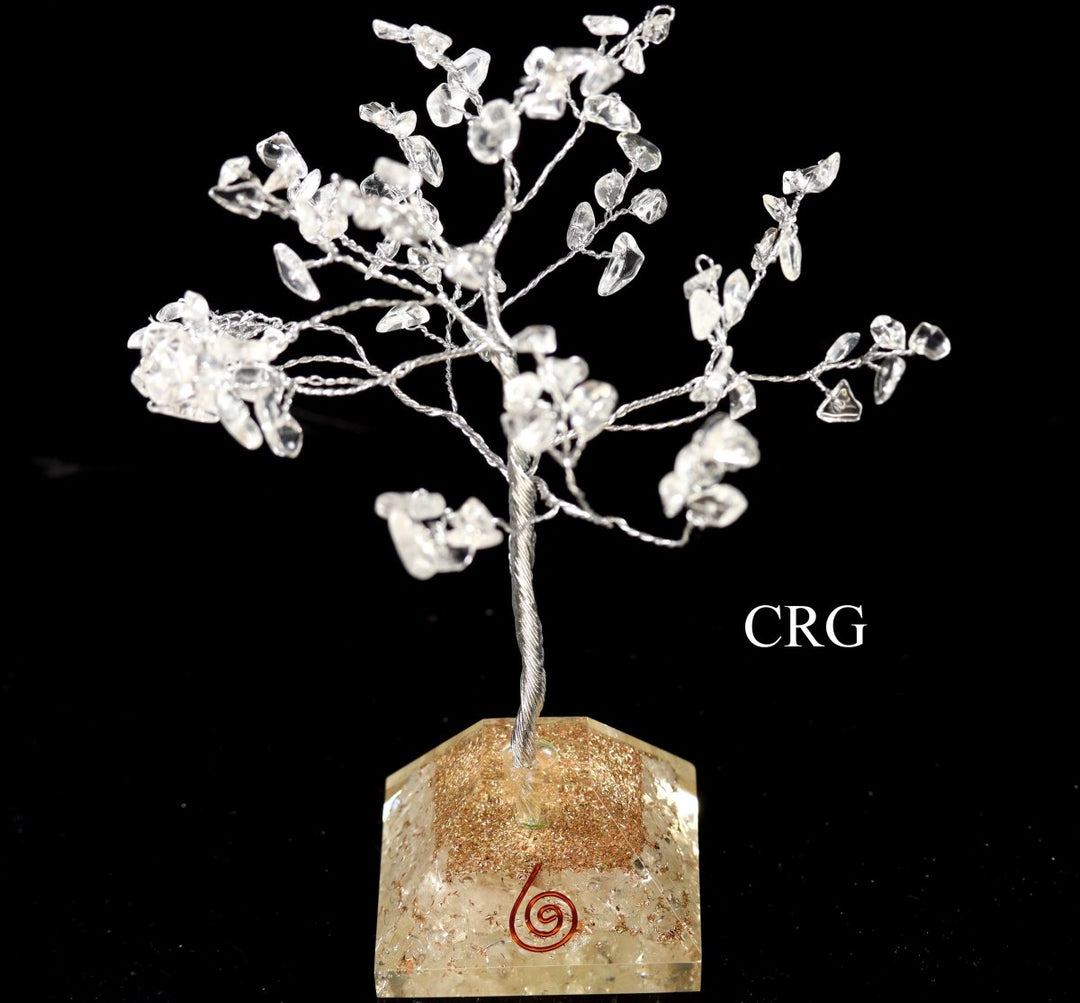 QTY 1 - Crystal Quartz 100 Chip Tree with Orgonite Pyramid Base / 7.5" AVGCrystal River Gems