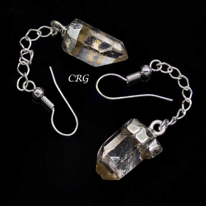 QTY 1 - Crystal Quartz Earrings with Silver Plating / 1 - 2" AVGCrystal River Gems