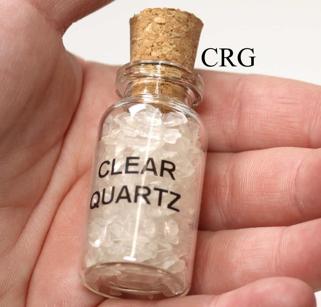 QTY 1 - Crystal Quartz Gemstone Bottle / 3"