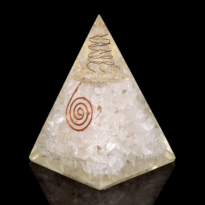 QTY 1 - Crystal Quartz Orgonite Pyramid with Copper / 5" AVGCrystal River Gems
