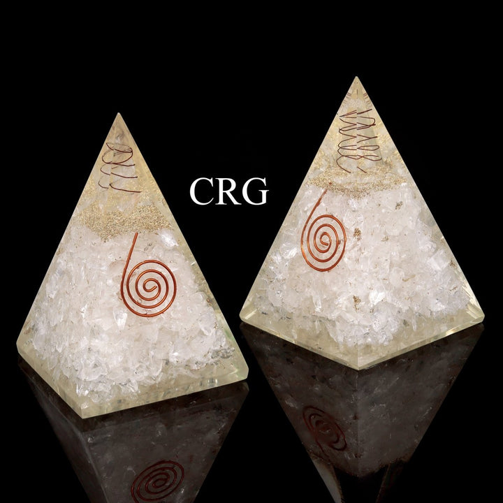 QTY 1 - Crystal Quartz Orgonite Pyramid with Copper / 5" AVGCrystal River Gems