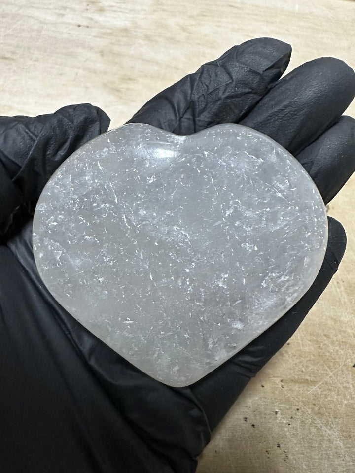 QTY 1 - Crystal Quartz Puffy Heart / 2 - 4" AVGCrystal River Gems