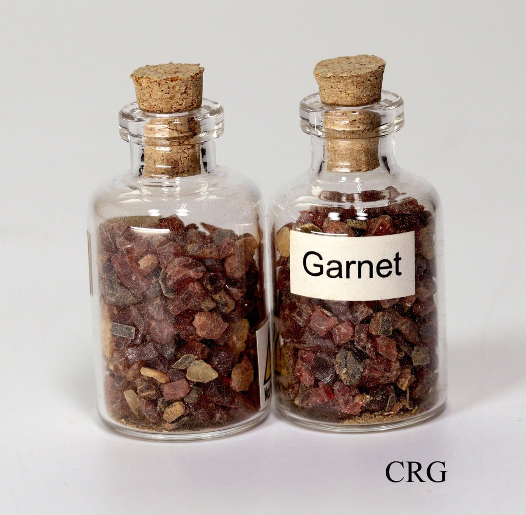 QTY 1 - Garnet Gemstone Chip Bottle / 1"Crystal River Gems