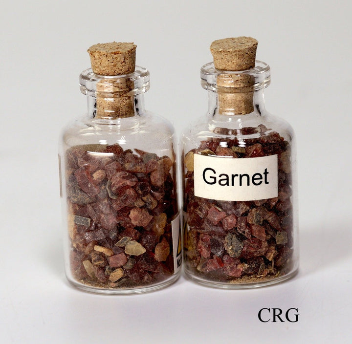 QTY 1 - Garnet Gemstone Chip Bottle / 1"Crystal River Gems