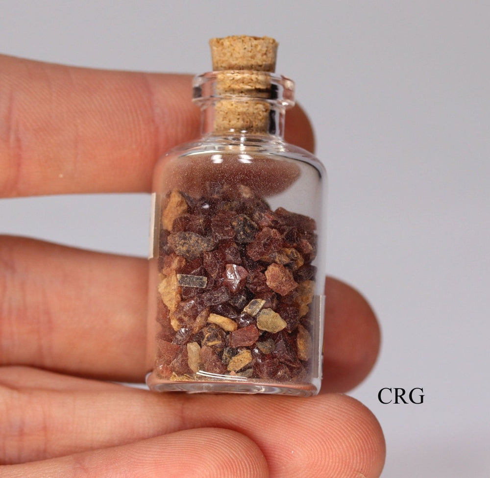 QTY 1 - Garnet Gemstone Chip Bottle / 1"Crystal River Gems