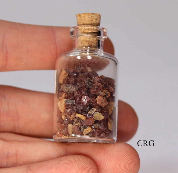 QTY 1 - Garnet Gemstone Chip Bottle / 1"Crystal River Gems