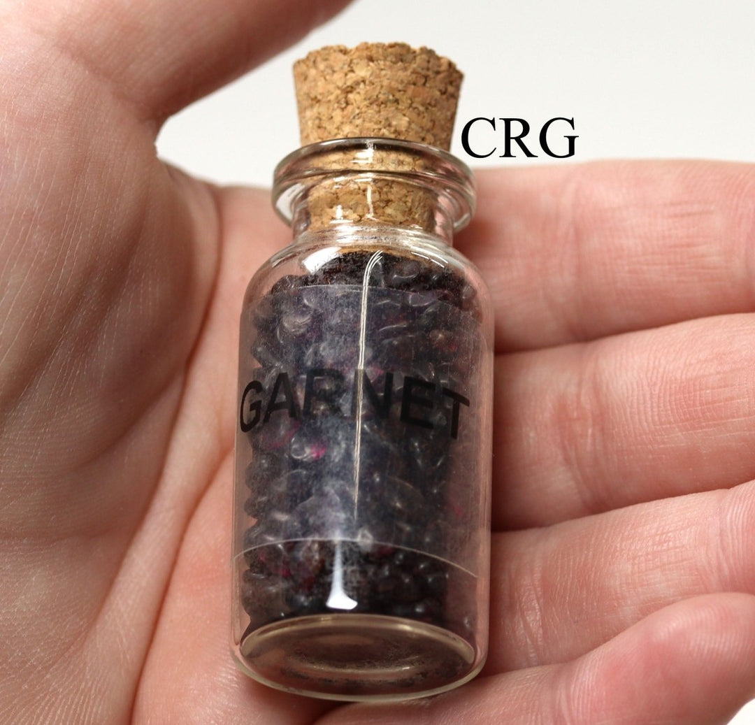 QTY 1 - Garnet Gemstone Chip Bottle / 3"