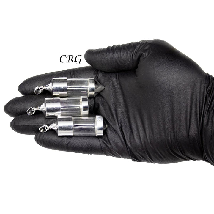 QTY 1 - Glass Bottle Pendant w/ Silver EndsCrystal River Gems