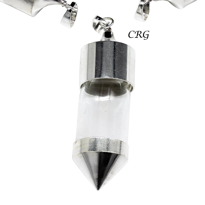 QTY 1 - Glass Bottle Pendant w/ Silver EndsCrystal River Gems