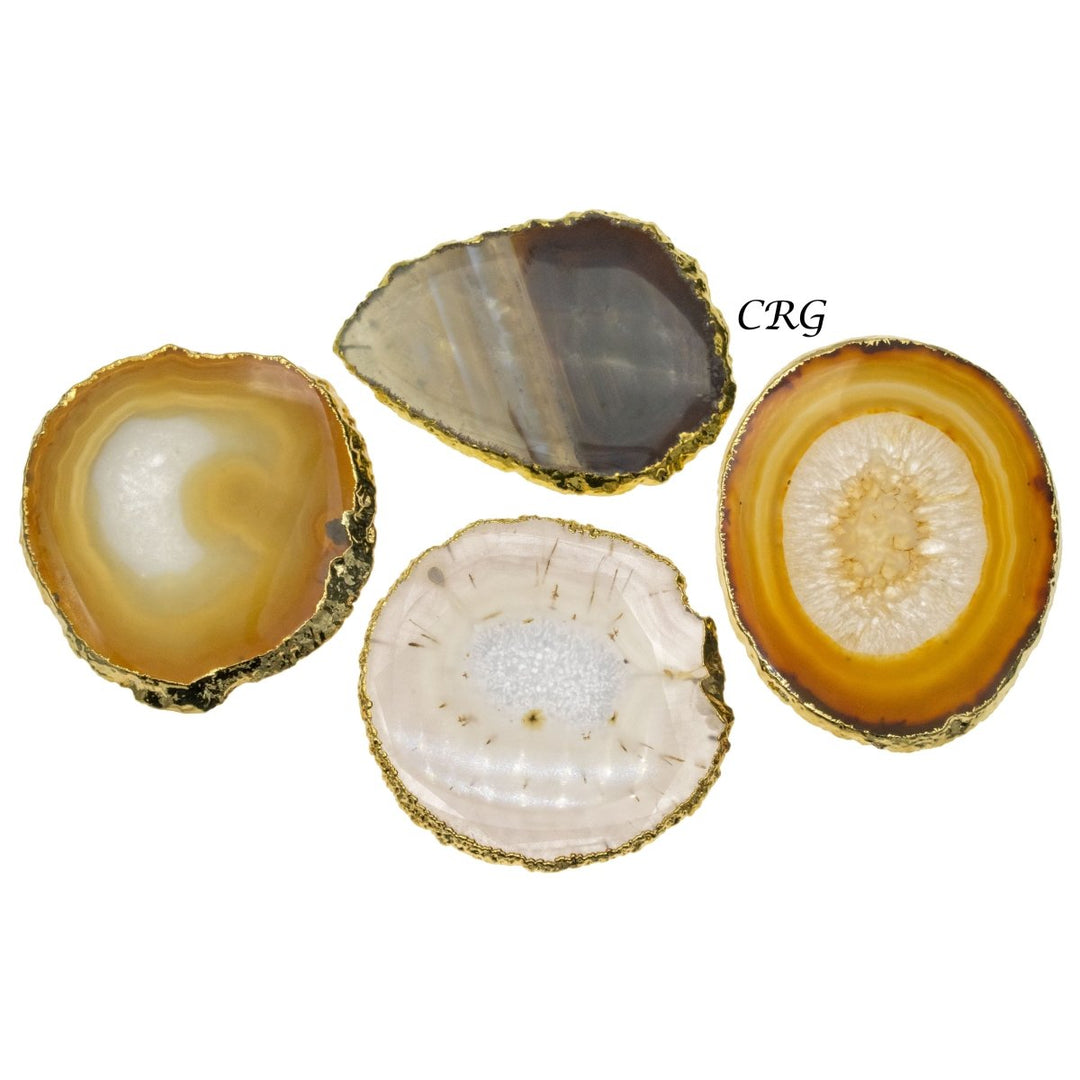 QTY 1 - Gold Plated NATURAL Agate Slice / #2 / 2.75-3"