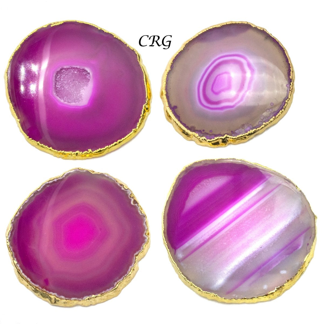 QTY 1 - Gold Plated PINK Agate Slice / #2 / 2.75-3"