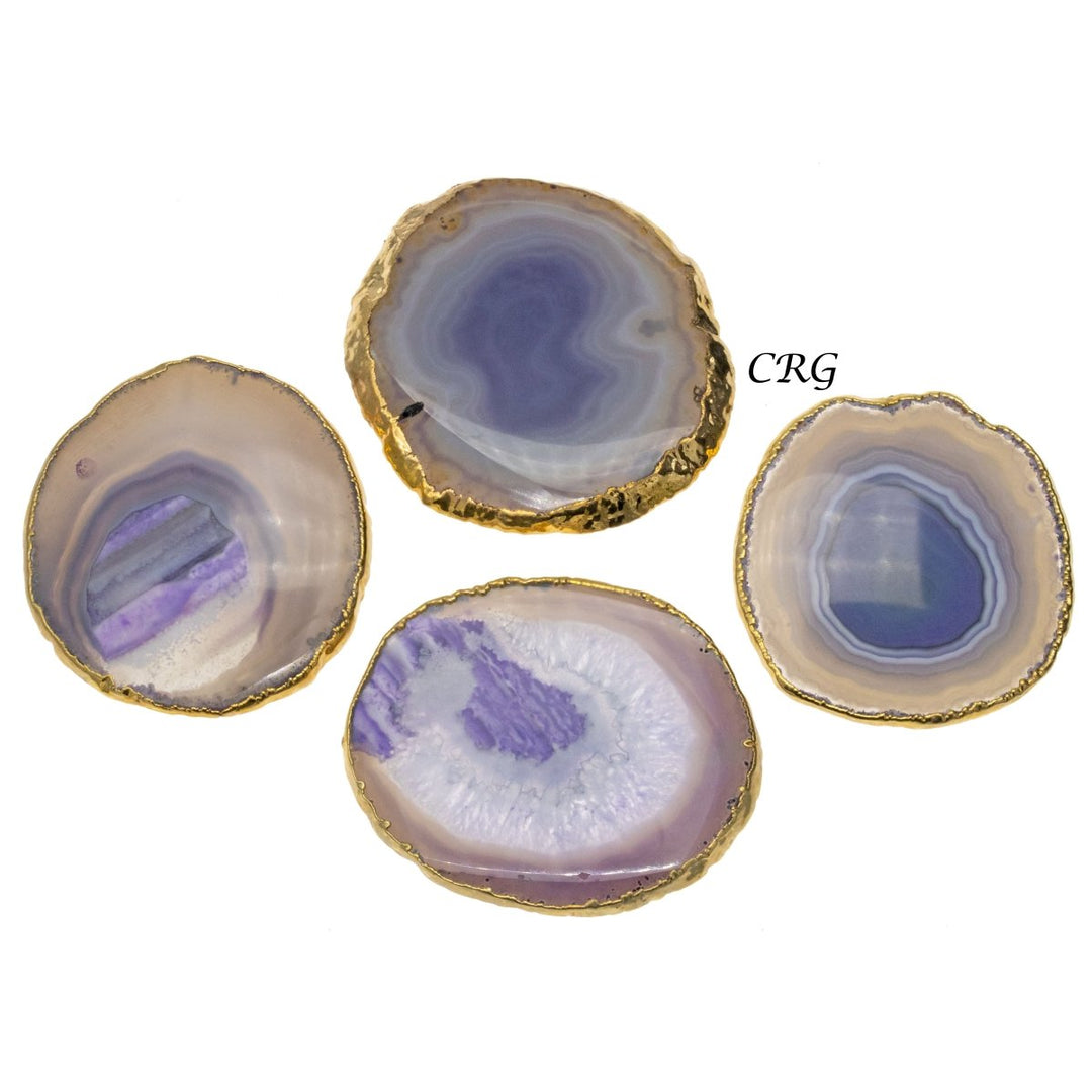 QTY 1 - Gold Plated PURPLE Agate Slice / #2 / 2.75-3"