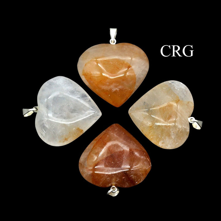 QTY 1 - Golden Healer Quartz Heart Pendant w/ Silver BailCrystal River Gems