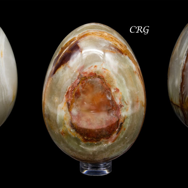 QTY 1 - Green Banded Onyx Gemstone Egg From Pakistan / 2.5-3.5" AVG