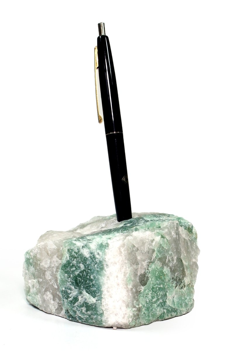 QTY 1 - Green & White Quartz Pen HolderCrystal River Gems