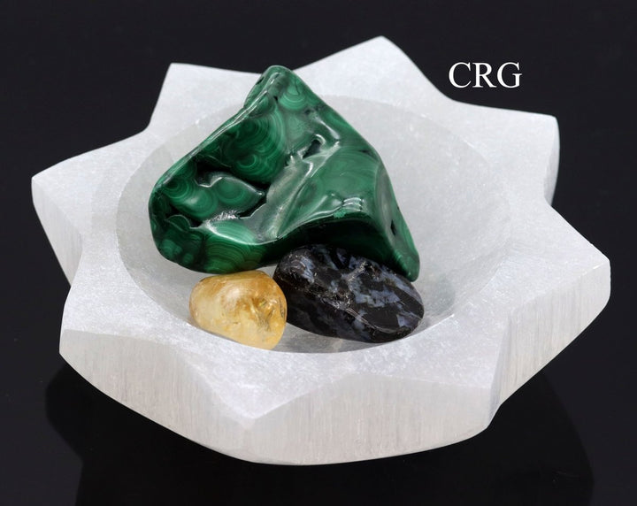 QTY 1 - Hand Carved 8 Sided Selenite Sun Bowl (12 cm Avg)Crystal River Gems