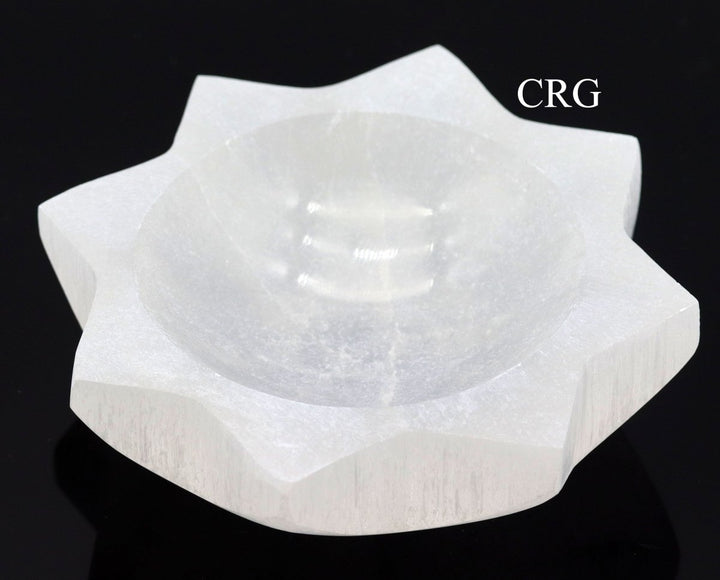 QTY 1 - Hand Carved 8 Sided Selenite Sun Bowl (12 cm Avg)Crystal River Gems