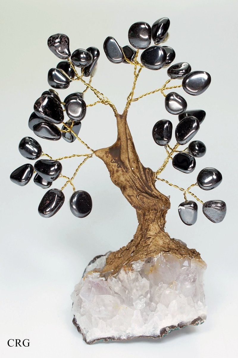 QTY 1 - Hematite Tree with Crystal Base / 4.5 - 5.5" AVGCrystal River Gems